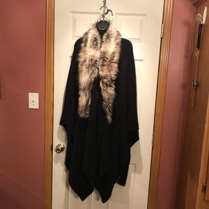Faux fur poncho